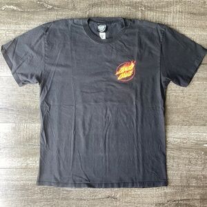 Santa Cruz L Black Flaming Dot Logo T-Shirt Skateboard Skate Tee